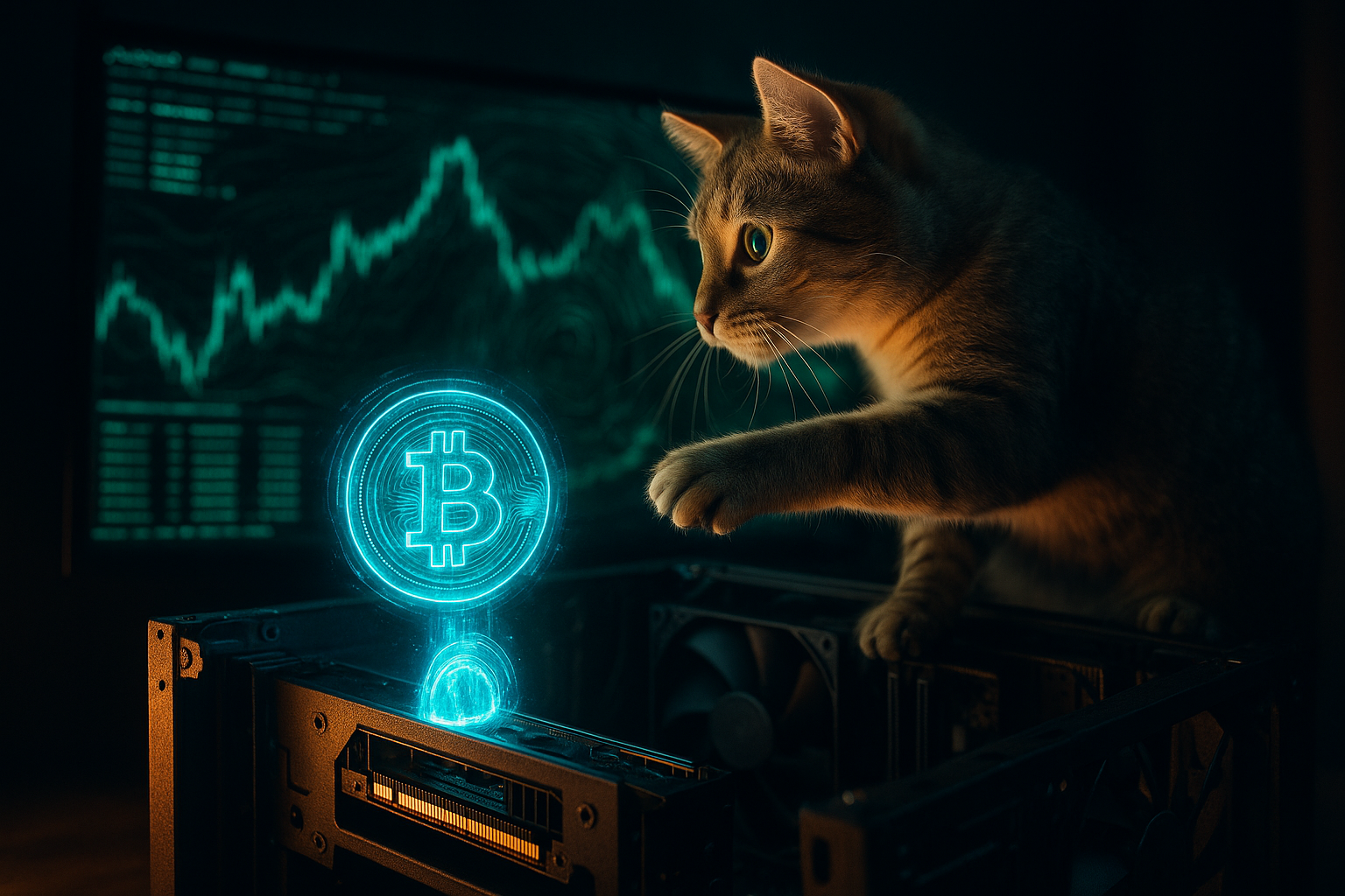 Cryptocurrency cat curious